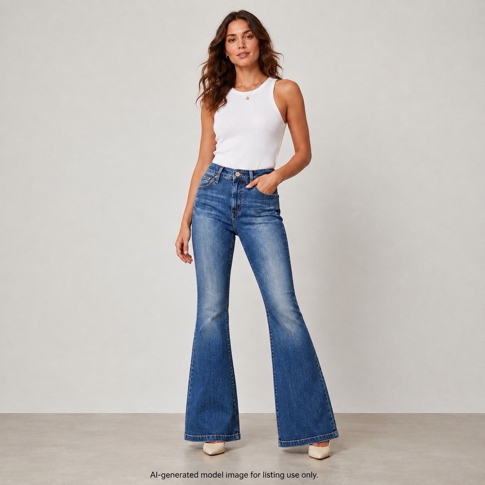 AG Jeans The Janis Women's 25R High Rise Flare Blue Stretch Denim Made USA Boho